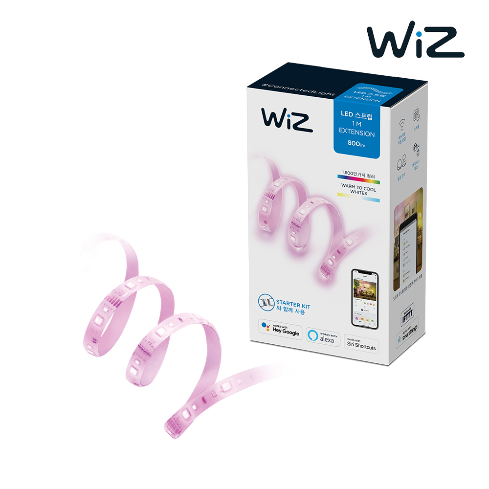 필립스 위즈 LED스트립 라이트 붙이는 줄조명 연장용 간접조명 1m Matter