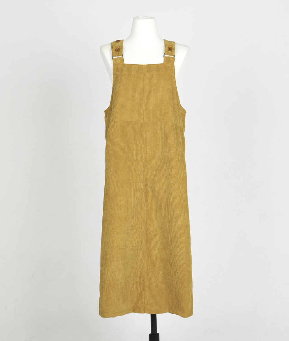 코듀로이 버튼 절개 H라인 루즈핏 롱 멜빵원피스 골덴 뷔스티에 스퀘어넥