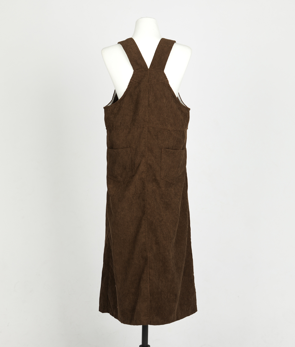 코듀로이 버튼 절개 H라인 루즈핏 롱 멜빵원피스 골덴 뷔스티에 스퀘어넥