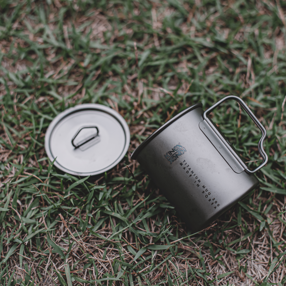 키녹스 캠핑 티타늄 컵 싱글 뚜껑 머그 300ml