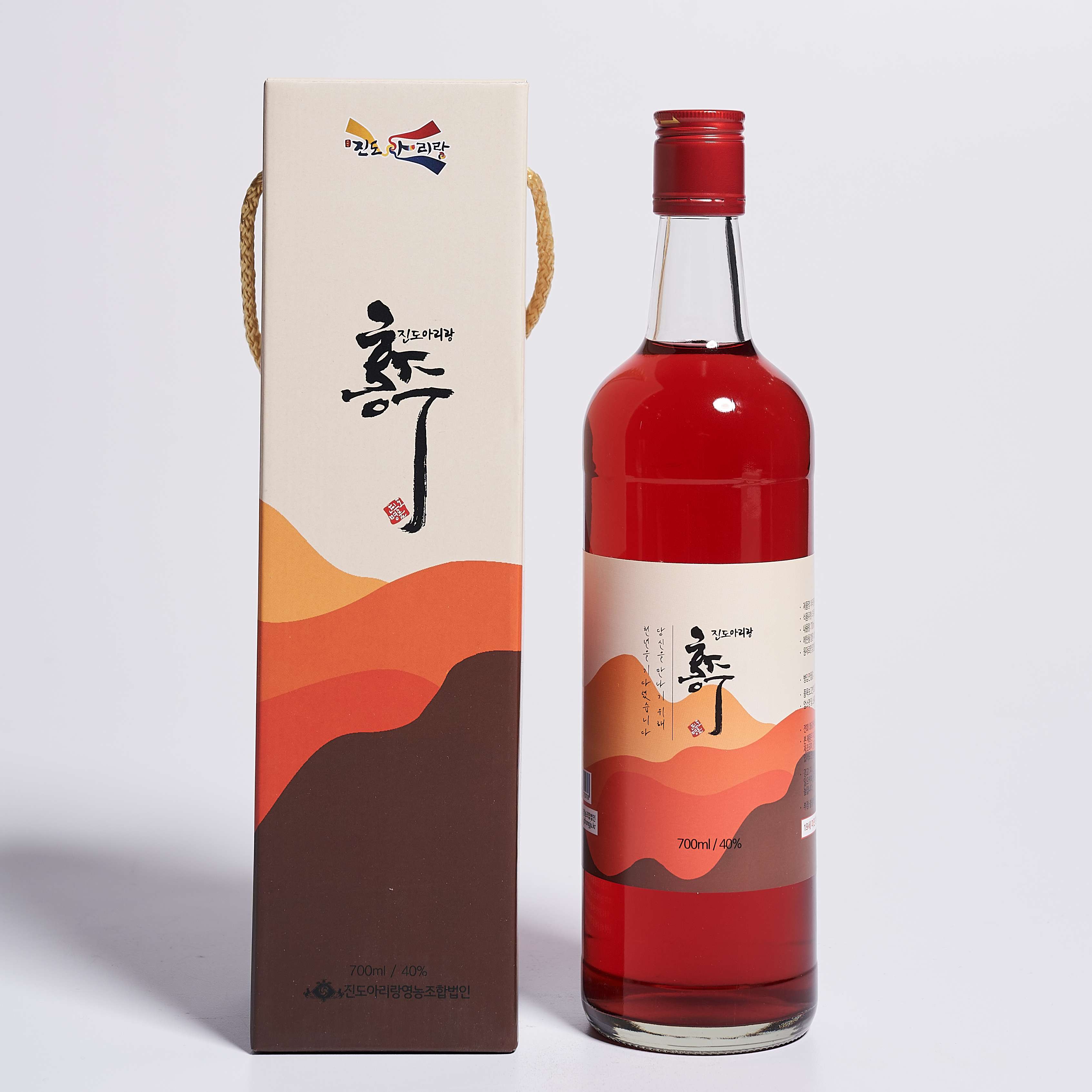 진도홍주 아리랑 와인형 선물세트 40도 700ml 지초주 (케이스포함) - 메인 이미지