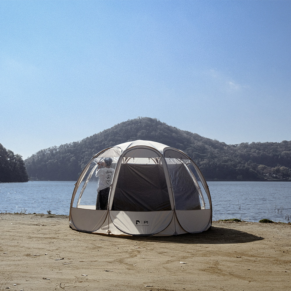 캠핑텐트 폴라리스 메쉬쉘터 P1 블랙 원터치텐트 팝업 돔형 모기장