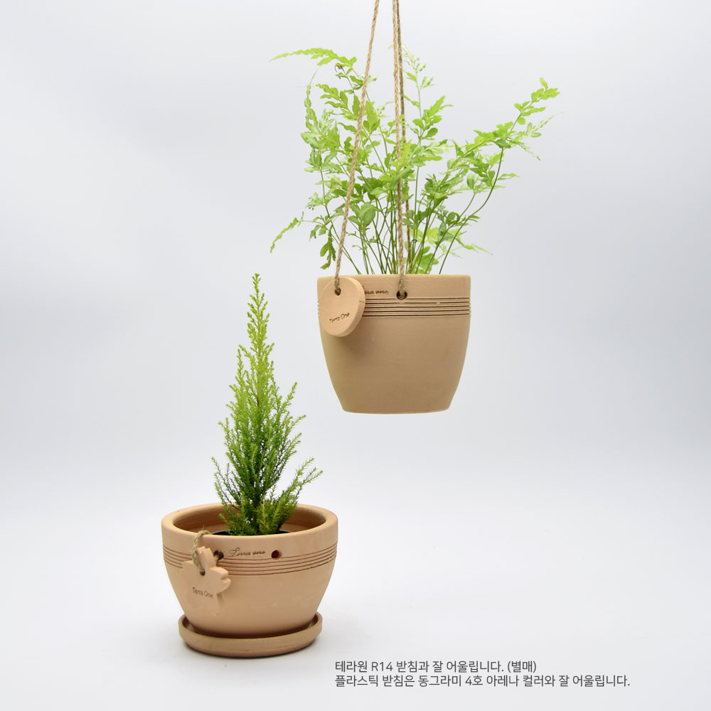 테라원 내열토 수제 토분 시루형 행잉 16x13cm - 상세 이미지 5