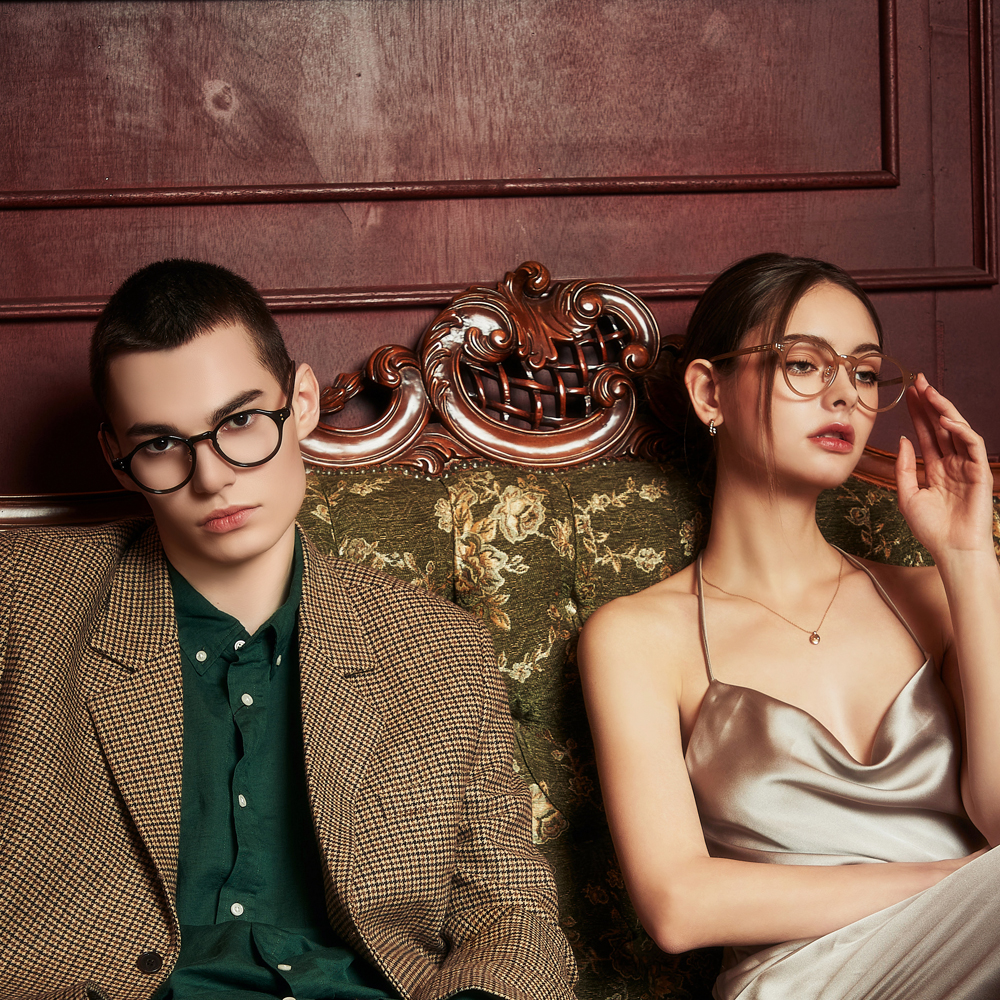 블루라이트차단 안경 투명 안경테 가벼운 뿔테 다각형 peach