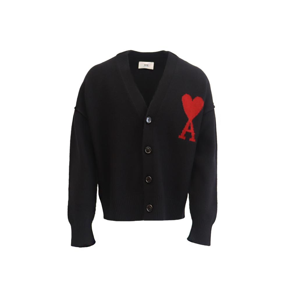 아미 시그니처 빅 하트 로고 울 가디건 BFUKC006 018 009