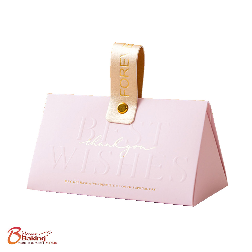 가죽손잡이선물상자 삼각형 레드 오렌지 택1 삼각 박스 초콜렛 초콜릿포장 답례품상자 - 상세 이미지 4