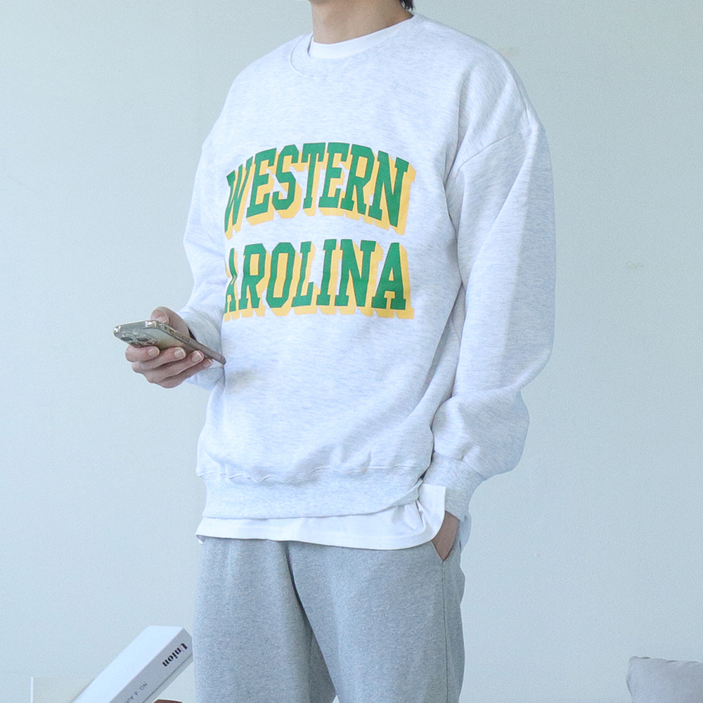 남자기모맨투맨 남자 오버핏 커플 나염 맨투맨 이미지 3