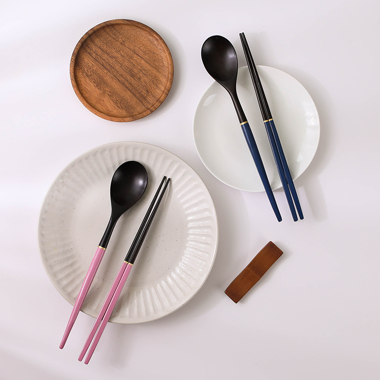 천연옻칠 블랙 골드라인 고급나무수저세트 집들이선물