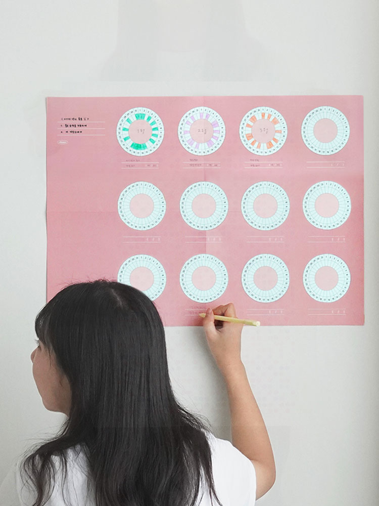 작심일년 한장계획표 만년달력 낱장켈린더 카렌다 연력 벽 큰포스터