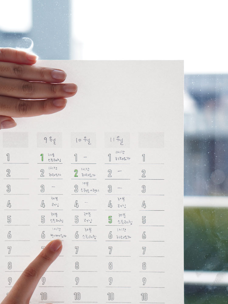작심일년 한장계획표 만년달력 낱장켈린더 카렌다 연력 벽 큰포스터