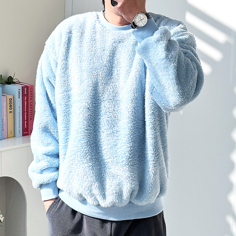 남자 양털 맨투맨 오버핏 겨울 긴팔 티셔츠 빅사이즈