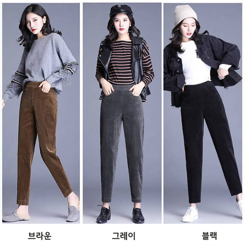 융기모 코듀로이팬츠 여성 일자 골지 바지 - 상세 이미지 5