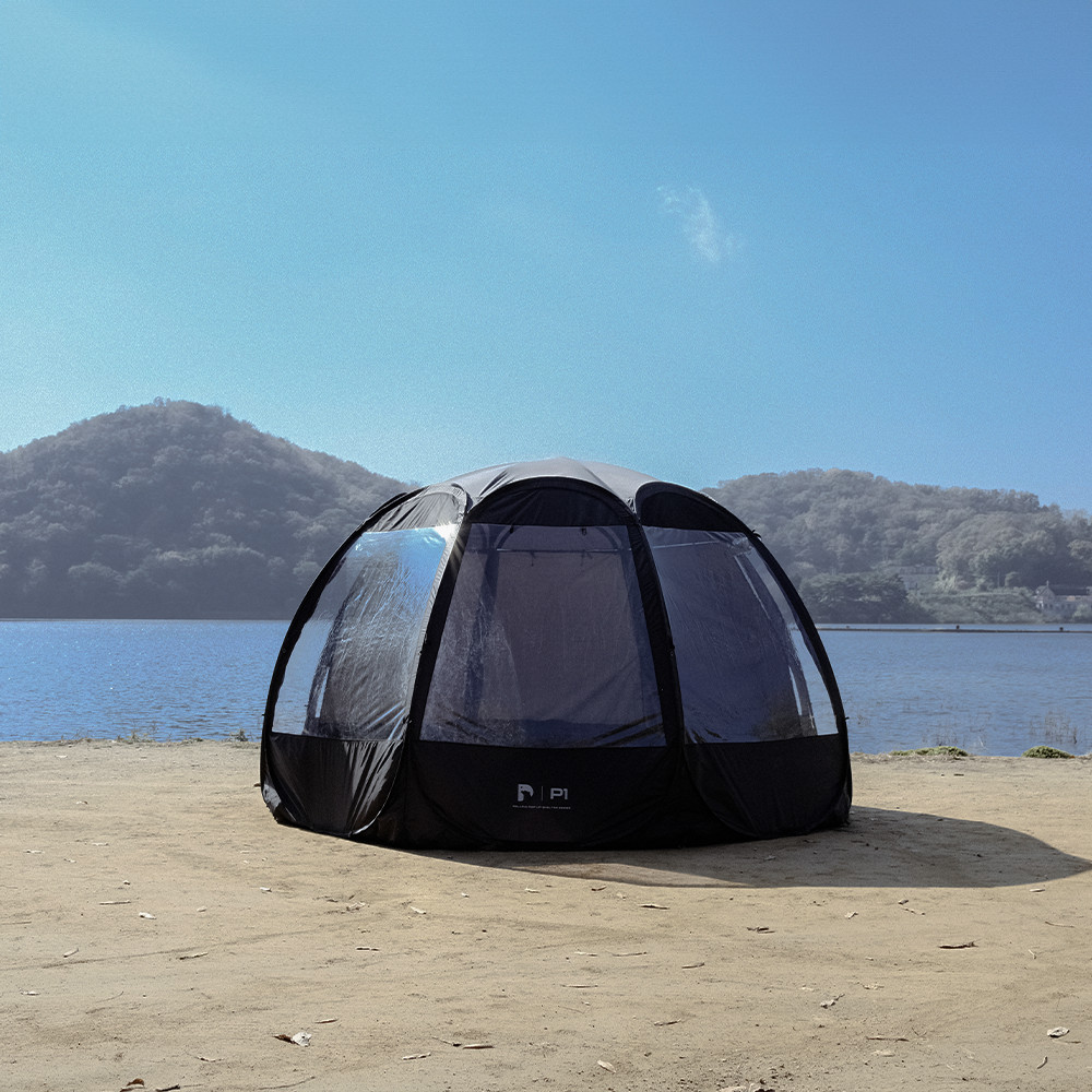 캠핑텐트 폴라리스 메쉬쉘터 P1 블랙 원터치텐트 팝업 돔형 모기장