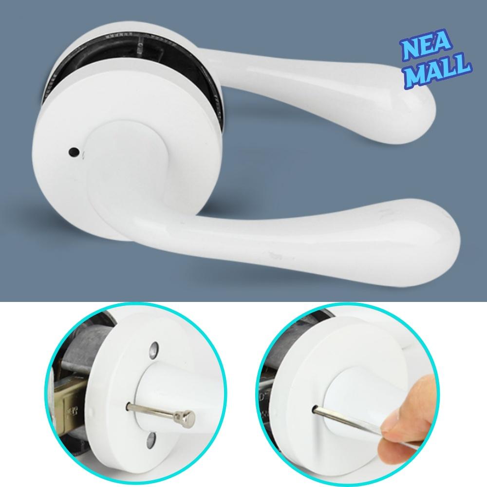 욕실 출입문 방문 손잡이 교체 화이트 버튼형 방문고리 교체