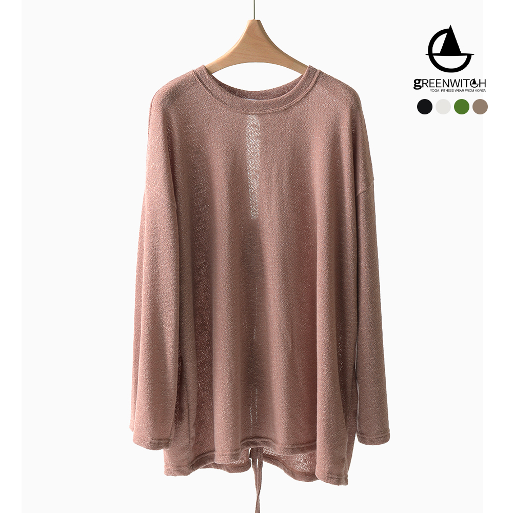그리니치 오픈백 필라테스 니트커버업 힙커버 부클니트 요가복 이미지 8