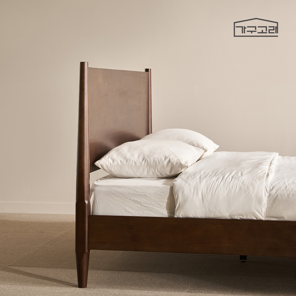 가구고래 루씨르 평상형 고무나무 원목 침대 프레임 SS 월넛