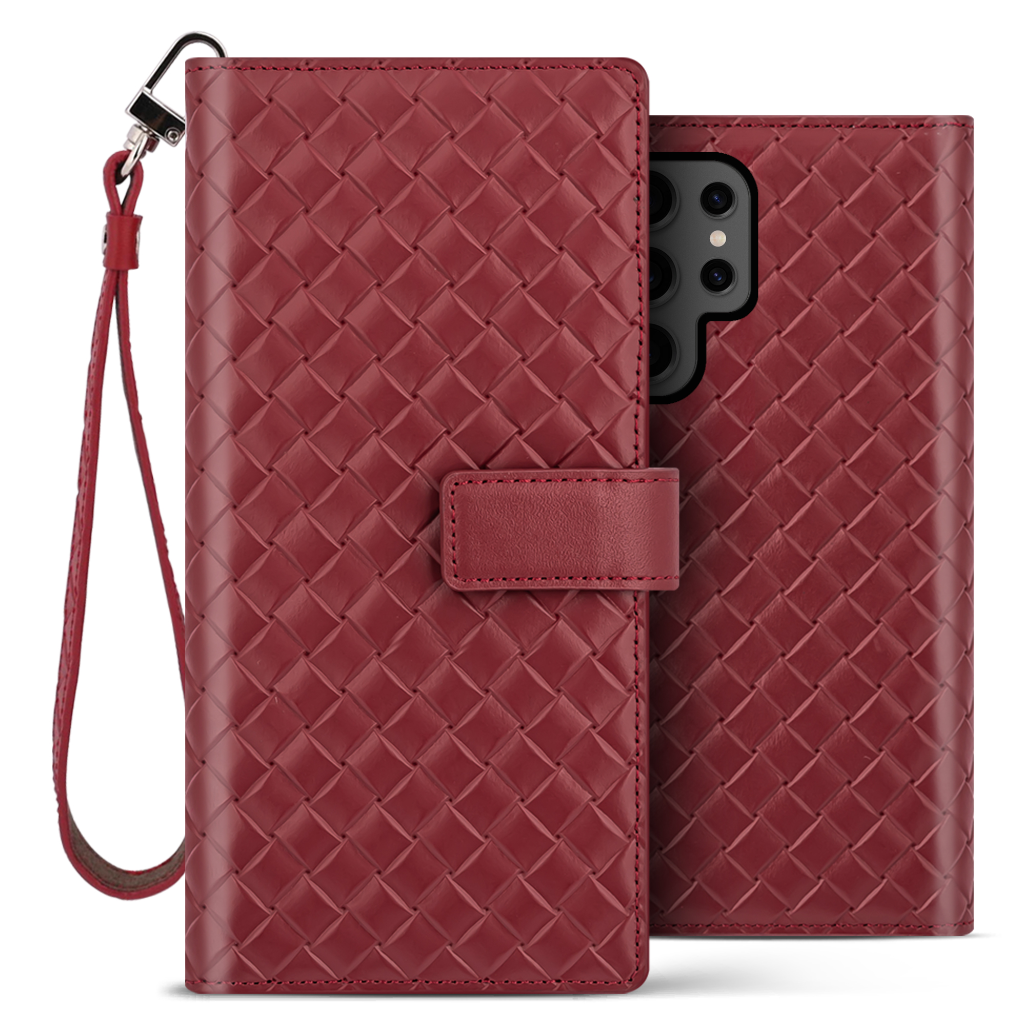 벨라벨루치 갤럭시S24 울트라 비첸티노 슬림 지갑형 다이어리 핸드폰 플러스 케이스 마호가니레드 - 상품 이미지