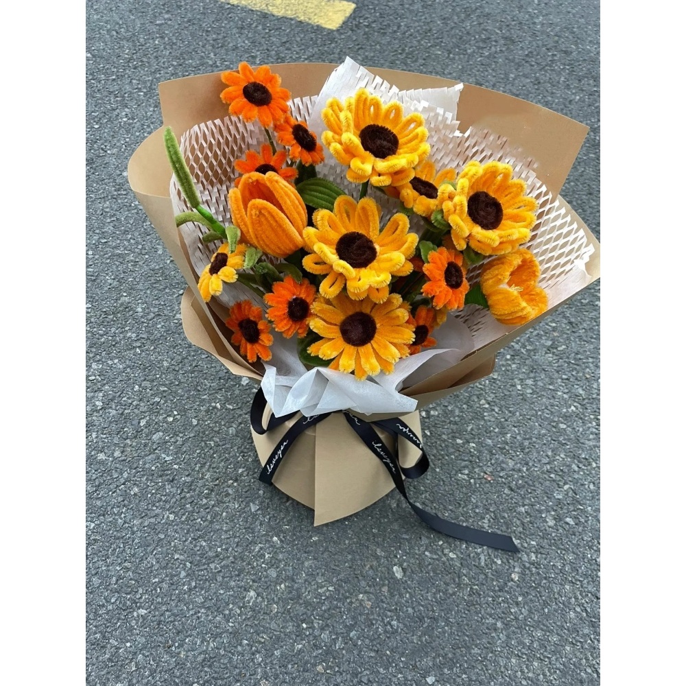 모루 꽃다발 DIY 심플 예쁜 해바라기 튤립 난초 패키지 졸업식 철사 공예 만들기 9종류 - 상세 이미지 3
