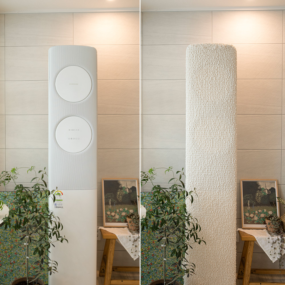 [네이버단독] 올핏 사이즈 고민No 스탠드 에어컨커버 투인원 아이보리 스탠드 원형 벽걸이 사각 세트