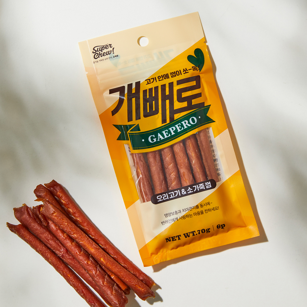 개빼로 강아지 치석제거껌 애견 우유 개껌 치즈+소가죽 70g(6p) 12개