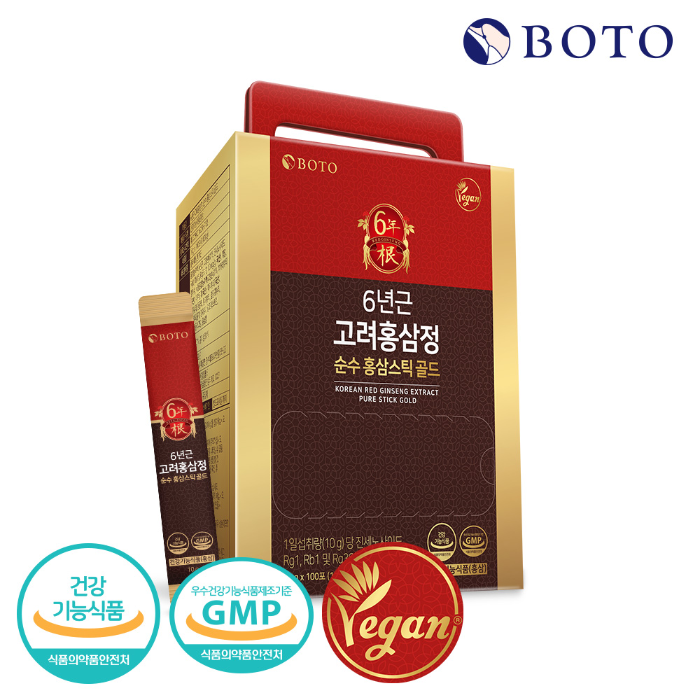 보뚜 6년근 고려홍삼정 순수 홍삼스틱골드 10g 100포