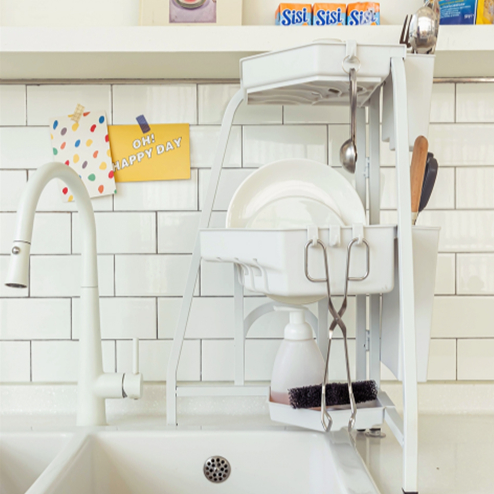 코너형 올인원 3단 식기건조대 철제 물빠짐 그릇 설거지건조대