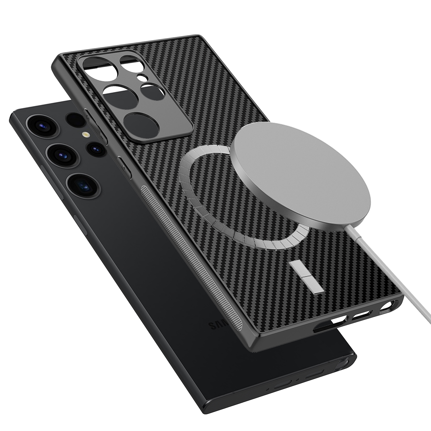 그리핑 아머엑스 맥세이프 슬림 범퍼 카본 케이스 블랙, 갤럭시S24 울트라 - 상세 이미지 3