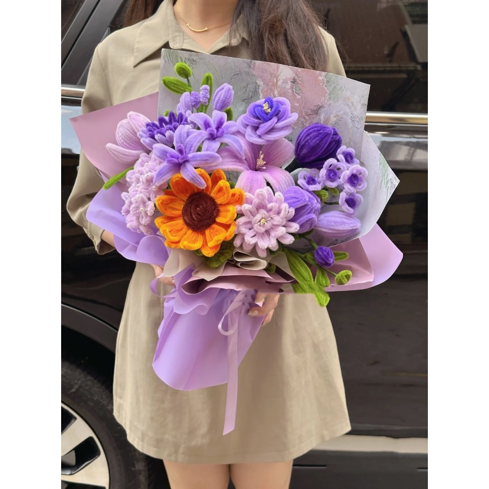 모루 꽃다발 DIY 심플 예쁜 해바라기 튤립 난초 패키지 졸업식 철사 공예 만들기 9종류 - 상세 이미지 4