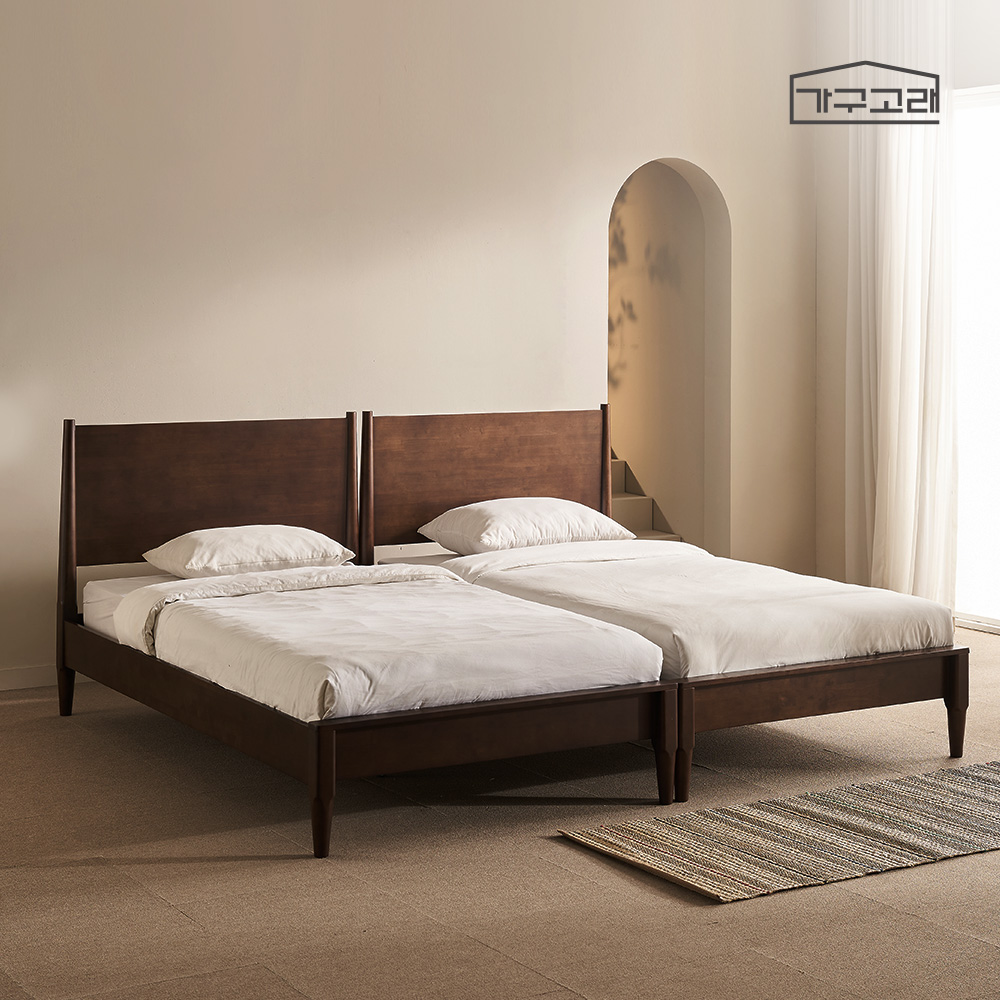 가구고래 루씨르 평상형 고무나무 원목 침대 프레임 SS 월넛