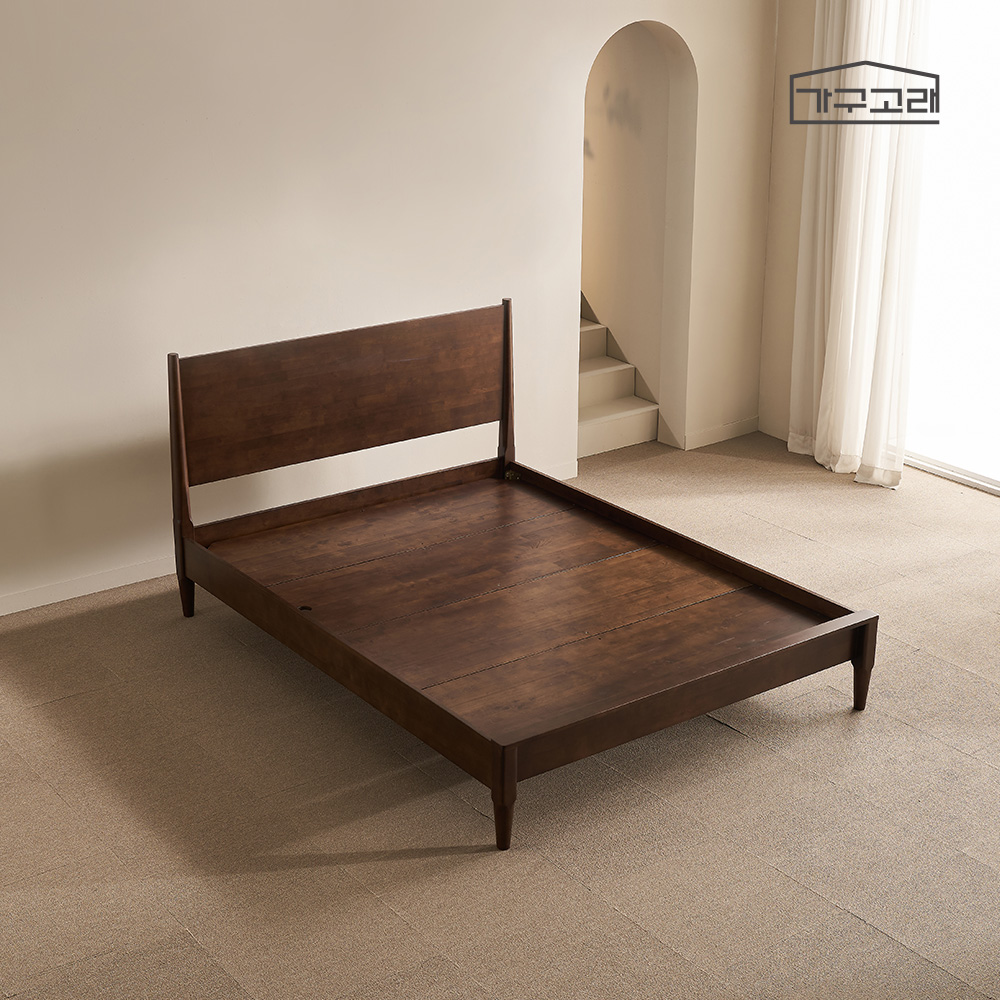 가구고래 루씨르 평상형 고무나무 원목 침대 프레임 SS 월넛