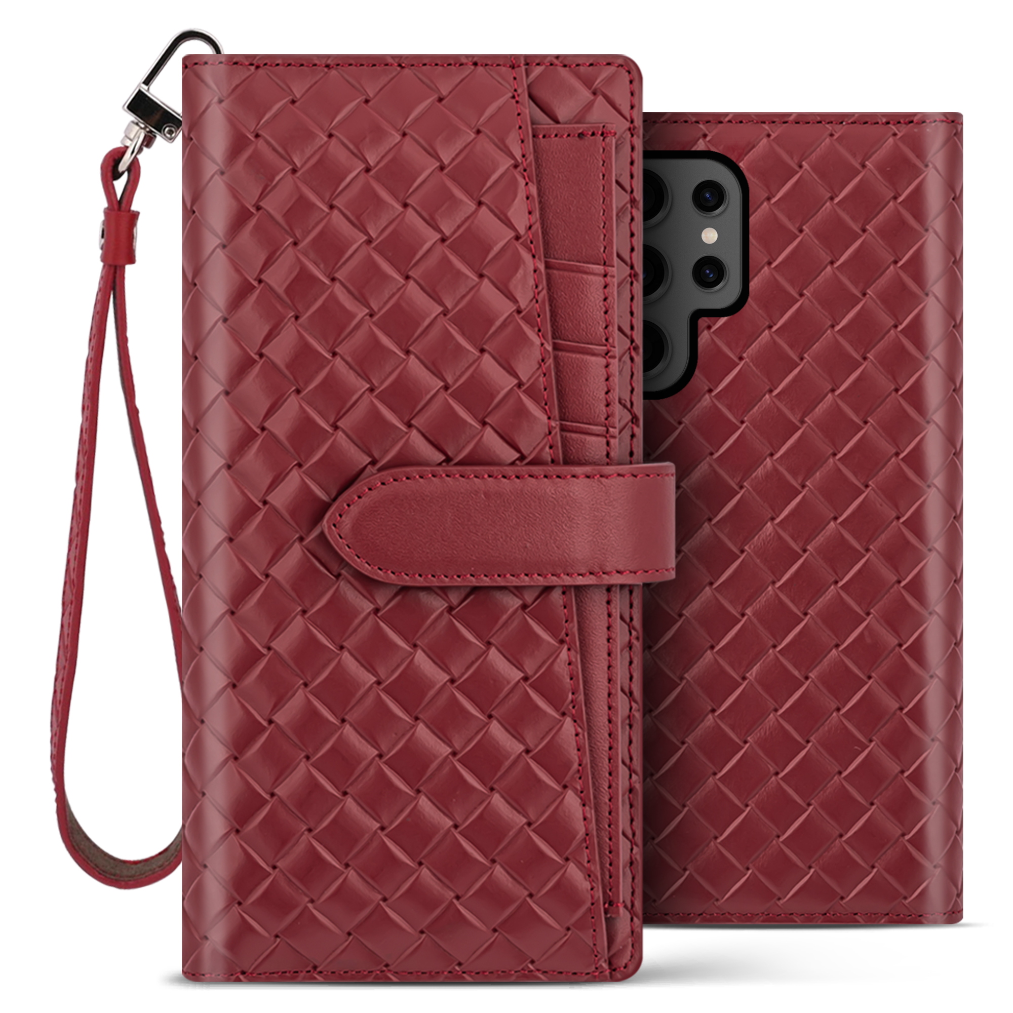 벨라벨루치 갤럭시S24 울트라 비첸티노 카드포켓 지갑형 다이어리 핸드폰 플러스 케이스 마호가니레드 - 상품 이미지