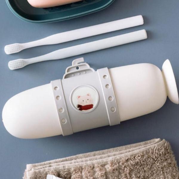 칫솔 치약 보관 케이스 잠수함 휴대용 양치컵 꽂이 위생적 여행 학교 일상 - 상품 이미지