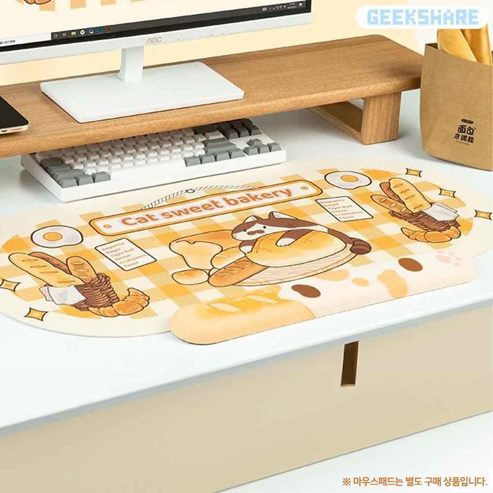 키보드 손목받침대 팜레스트 보호대 쿠션 메모리폼 긱쉐어 캣스위트베이커리 - 상세 이미지 2