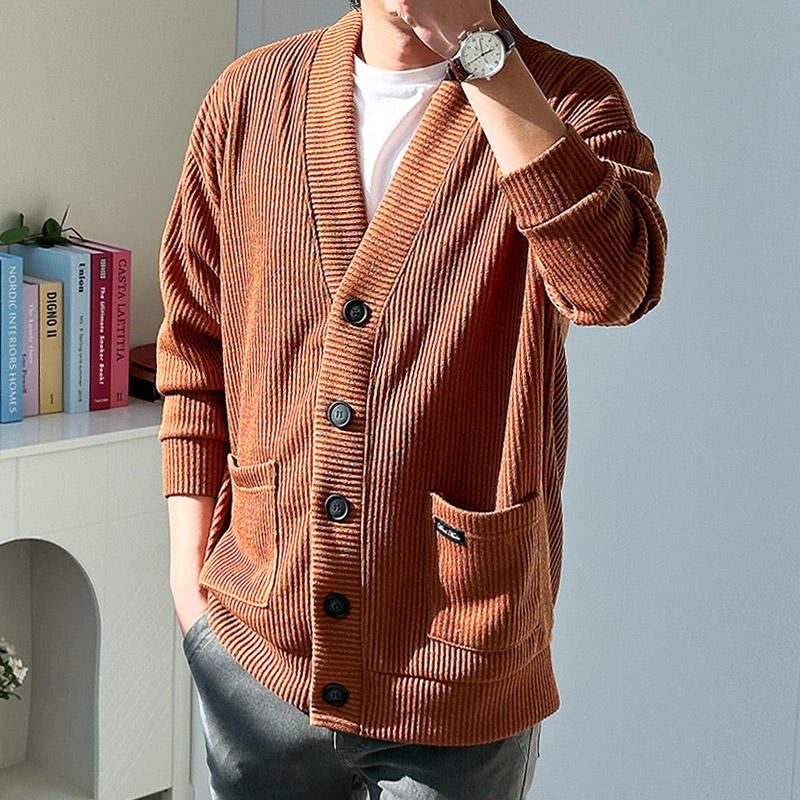 남자 골지 니트 가디건 루즈핏 빅사이즈