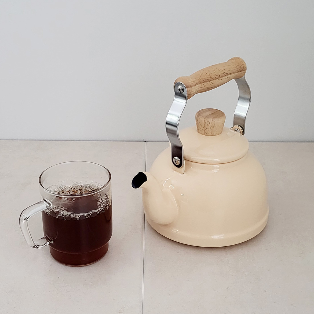 에지리 레모 법랑 인덕션 주전자 1.6L, 탄베이지 이미지 8