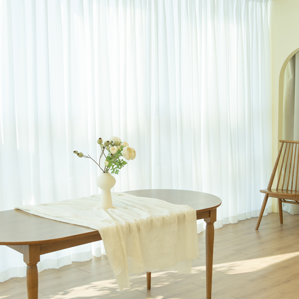 국내산 원단공장 프리미엄 이음선없는 나비주름 쉬폰커튼