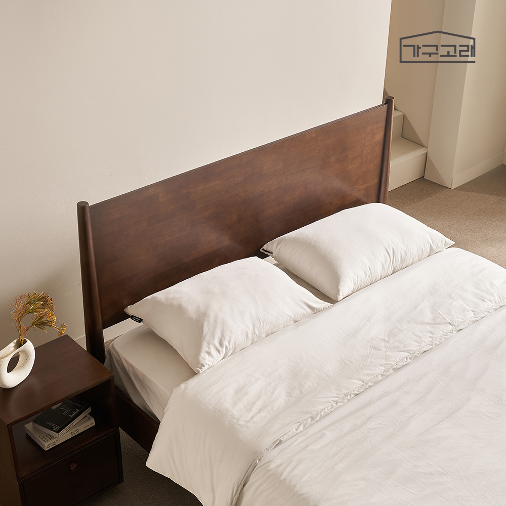 가구고래 루씨르 평상형 고무나무 원목 침대 프레임 SS 월넛
