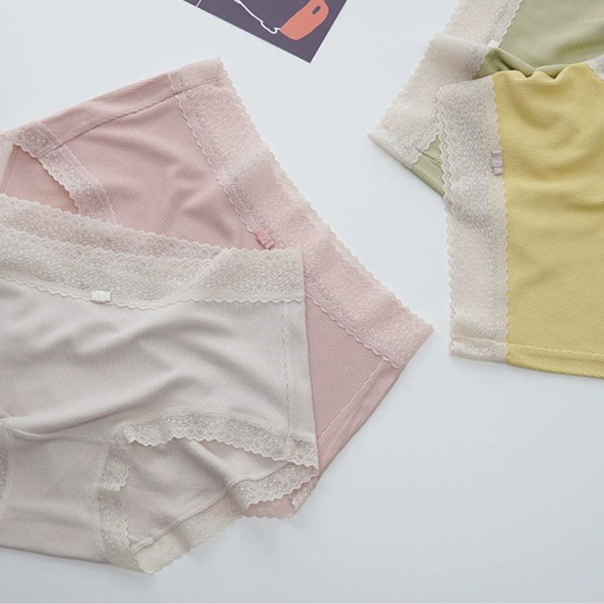 편한 마카롱 컬러 레이온 스판 원사이즈(85-105) 골지 안착팬티 3종세트 제품 이미지