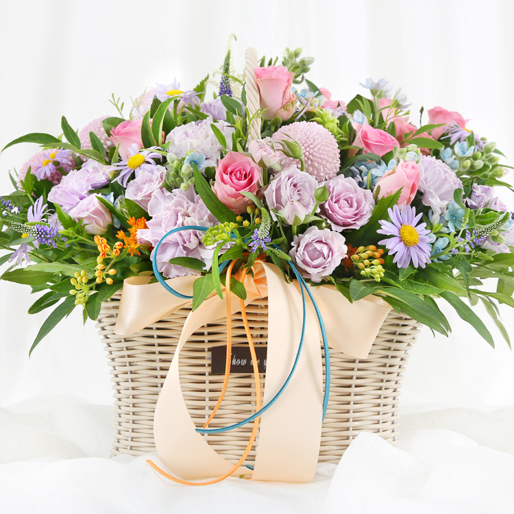 [당일수령]이쁘다니까 A2026 꽃바구니배달 장미 생화 생일 이벤트 기념일 프로포즈꽃