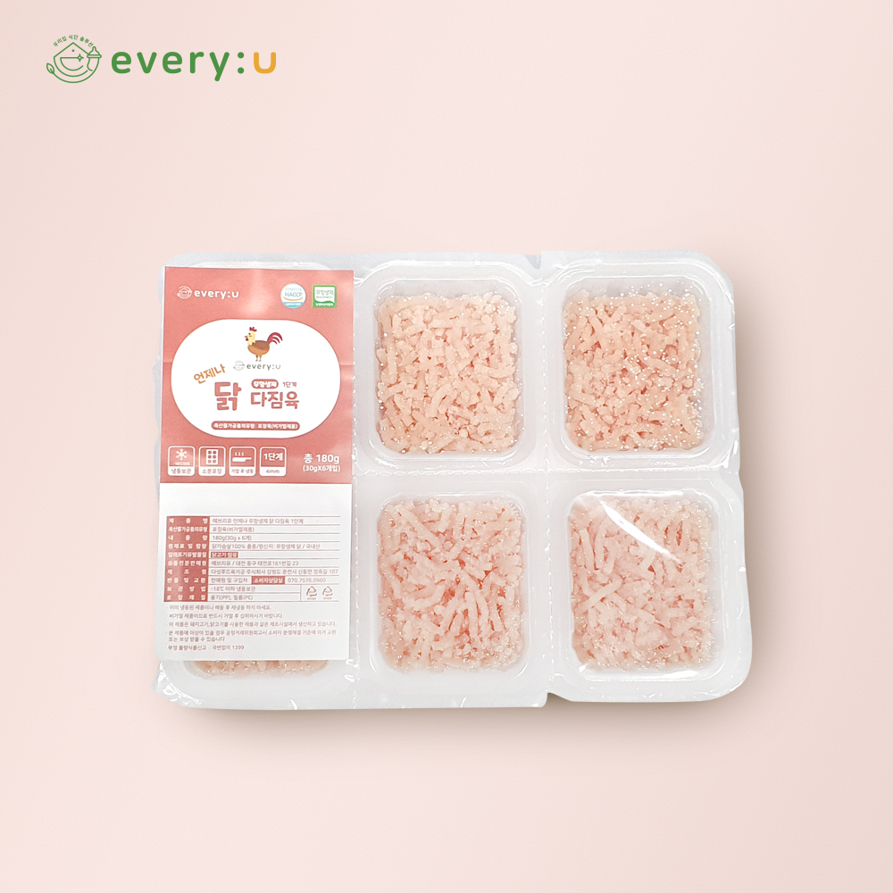 에브리유 이유식 무항생제 닭 다짐육 이유식재료 큐브 1단계 180g