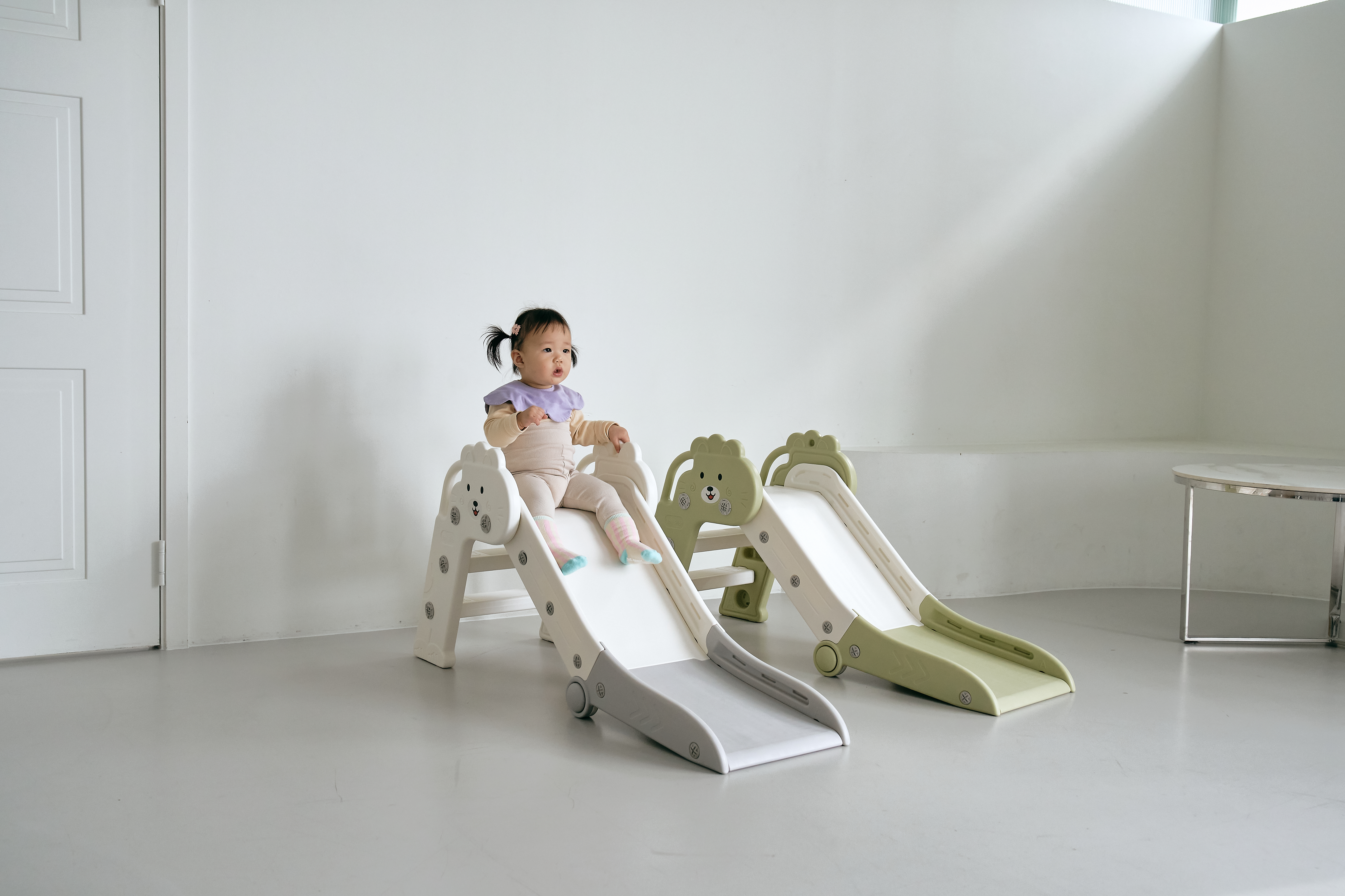 베베로운 아기 미끄럼틀 3단 접이식 유아 돌아기 선물 실내 놀이터