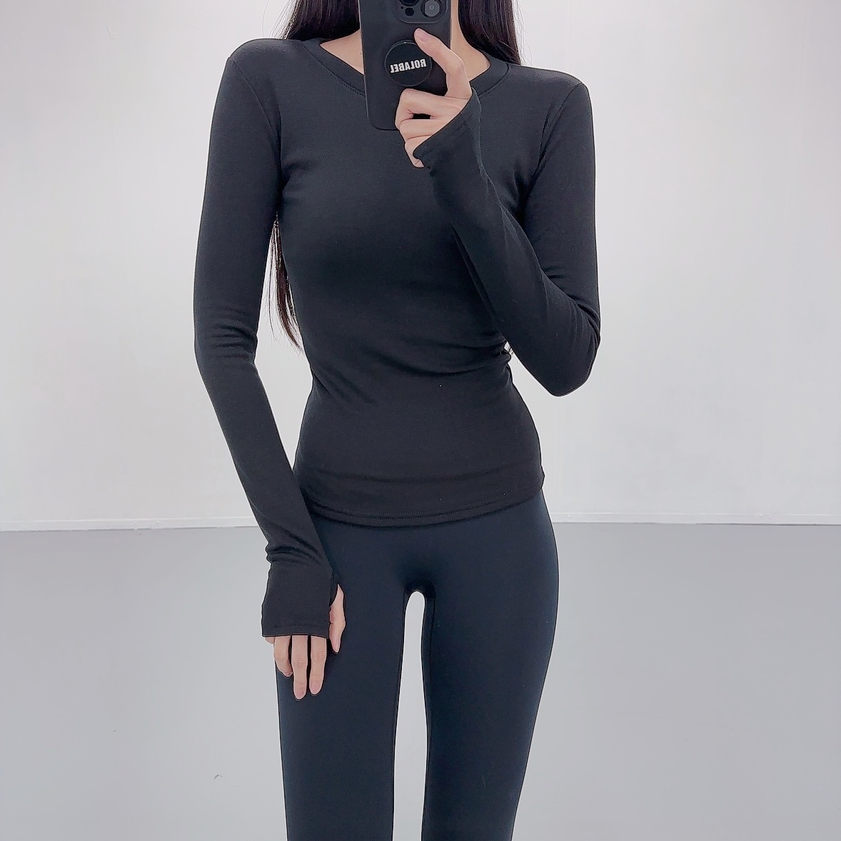 로라벨 더본 필라테스복 여성 요가복 필라테스 요가 상의 티셔츠 커버업 운동복 긴팔 복장 - 상세 이미지 3