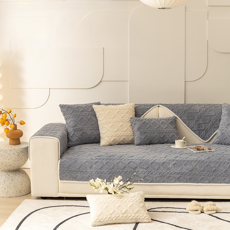 꽈배기 쇼파패드 쇼파커버 70x180 소파 덮개 극세사 겨울 논슬립 미끄럼방지 아이보리 3인용