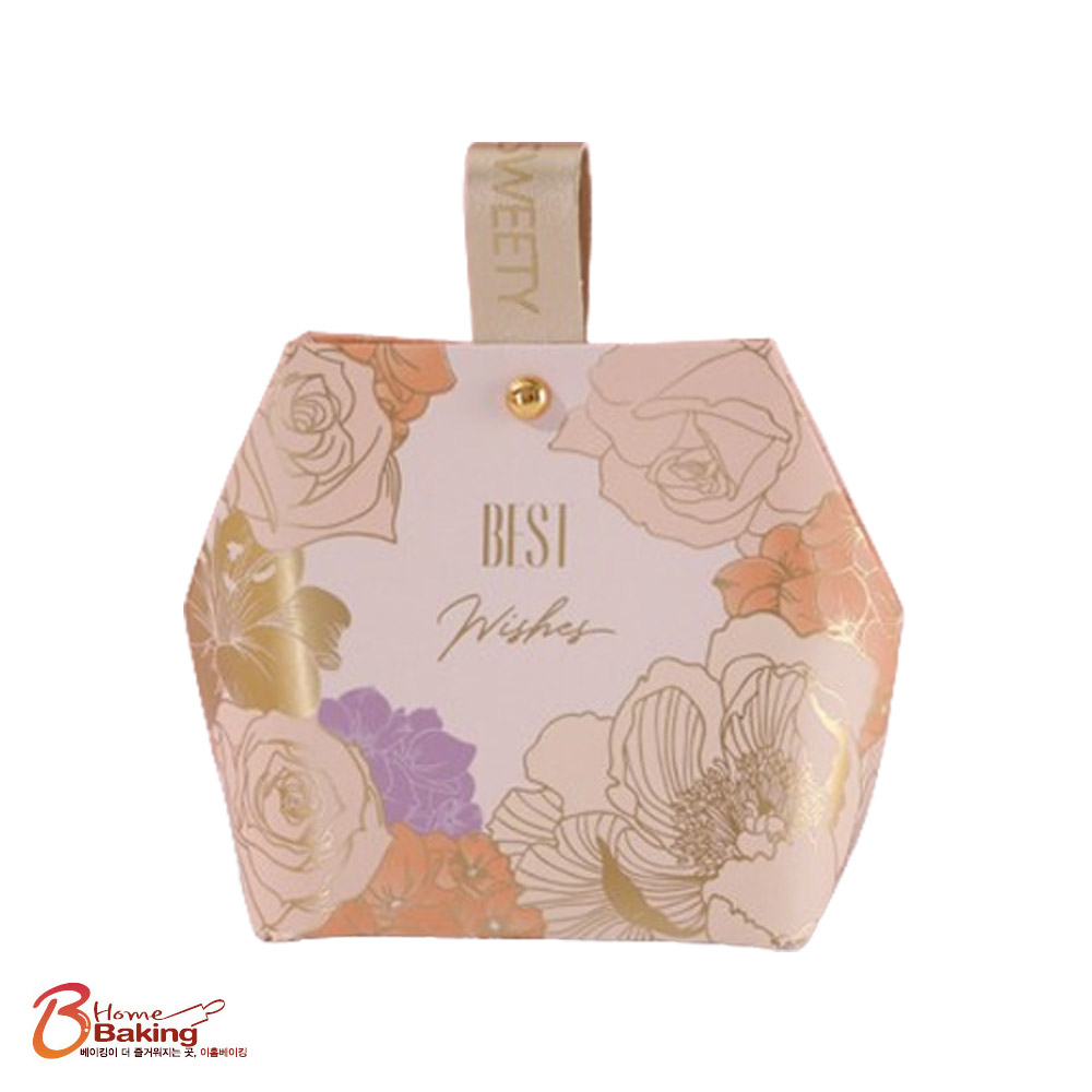 가죽손잡이선물상자 소형 샴페인 레드 연퍼플 택1 쿠키상자 간식포장 박스 답례품 명절 전통 - 상세 이미지 2