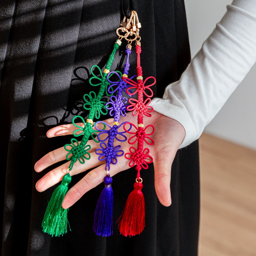 한복 키링 노리개 꽃나비 빨강 제비꽃 초록 : 다래원한복