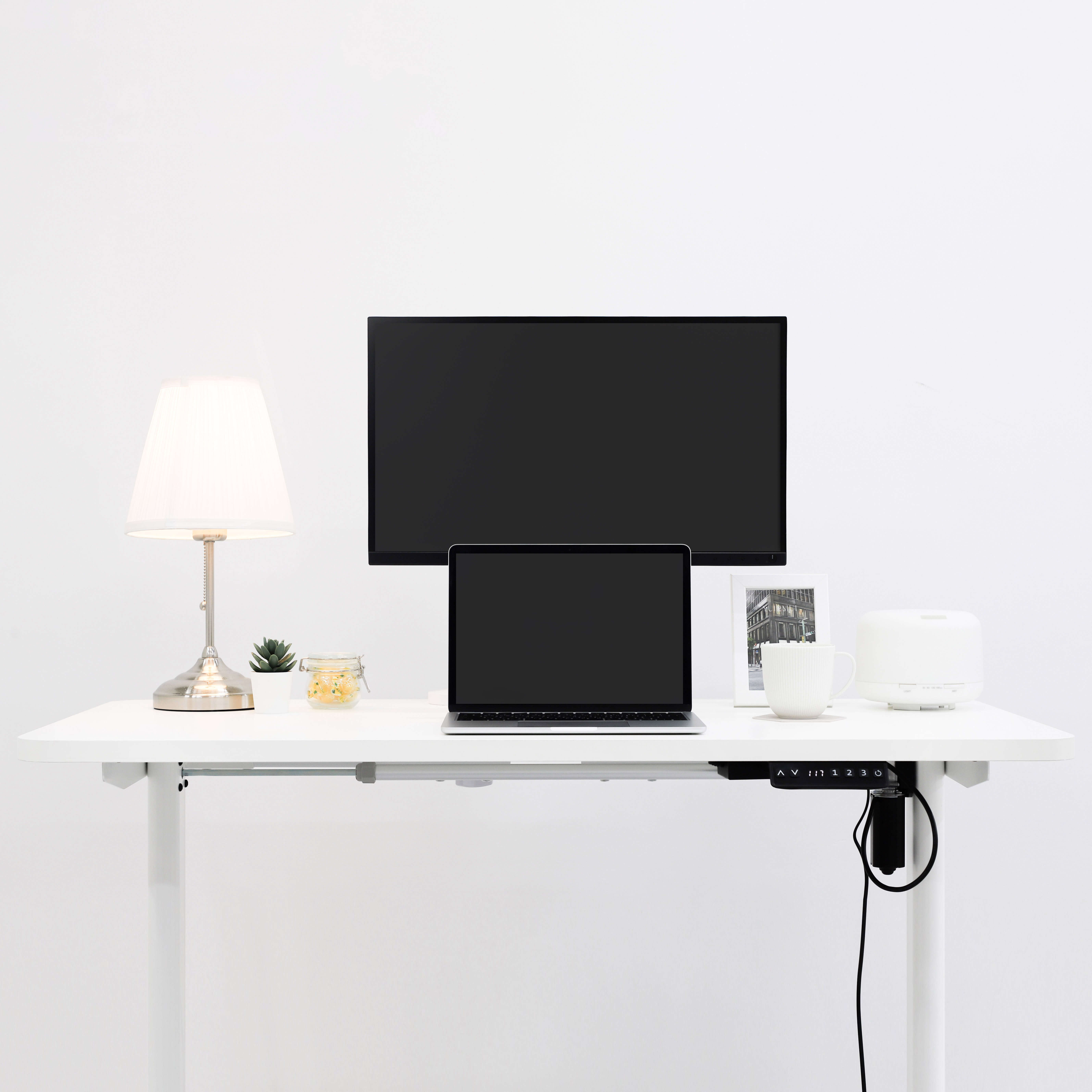 아이디어스터디 모션데스크 높이조절책상 싱글 라운드 화이트 젠트 Zent21R