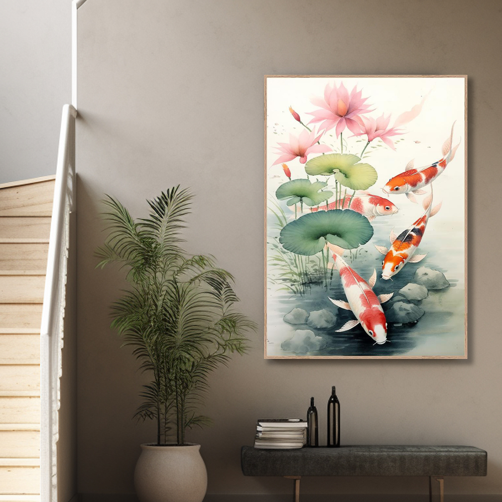 황금 잉어 45x45cm 무광블랙 알루미늄액자 구어도 그림 - 상세 이미지 4
