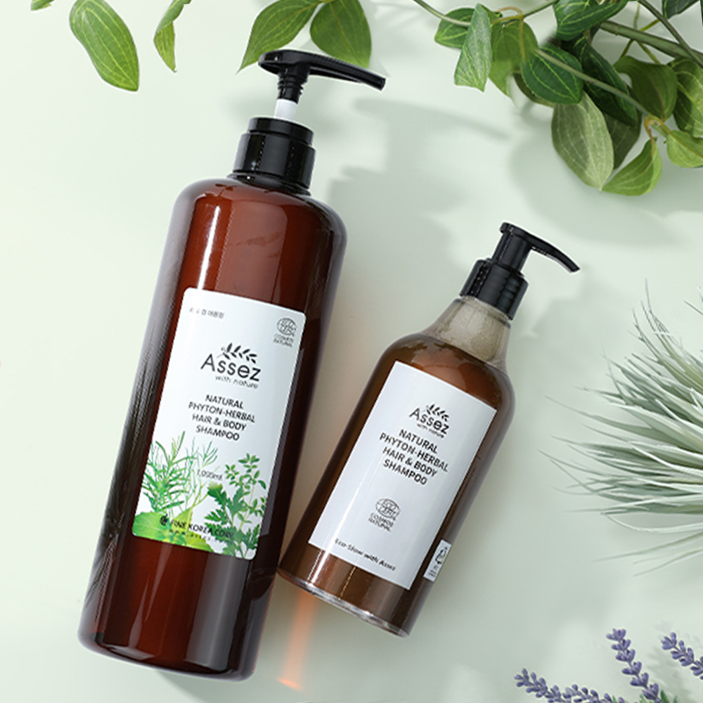 추석선물 아세즈 내추럴 피톤-허발 헤어&바디샴푸 390ml+1000ml 천연순한 두피 케어