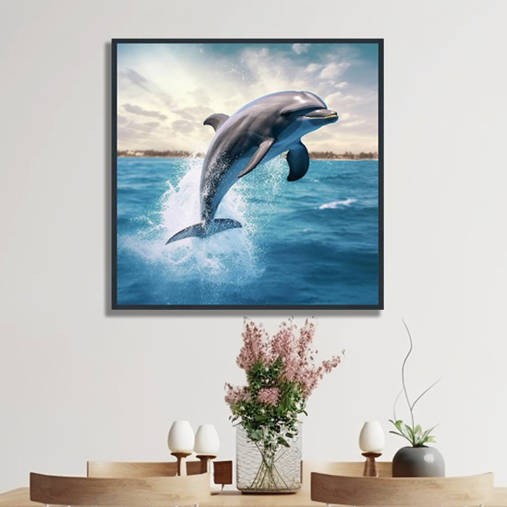 반짝 고래 80x80cm 무광실버 알루미늄액자 고래그림 - 상세 이미지 4