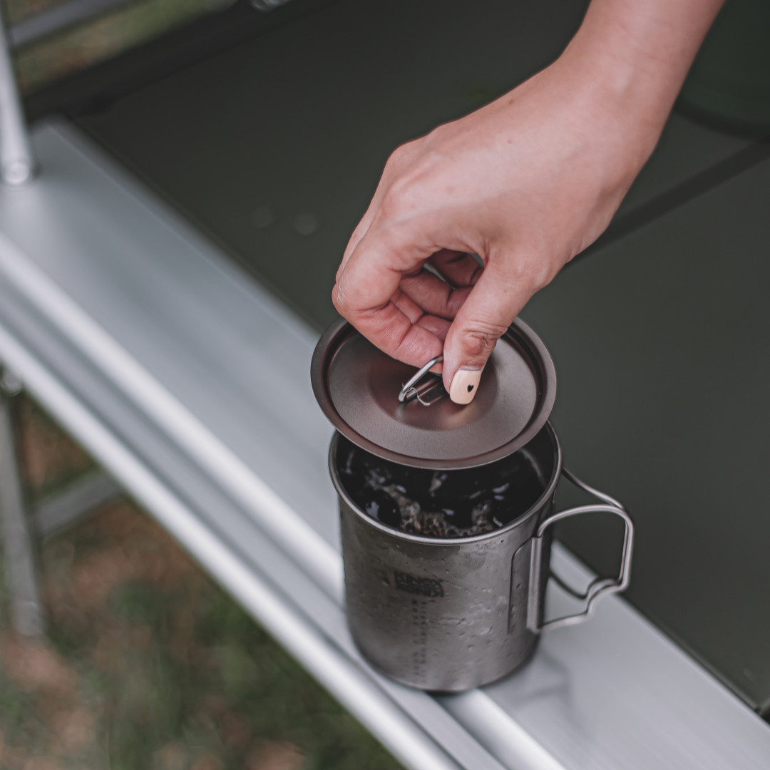키녹스 캠핑 티타늄 컵 싱글 뚜껑 머그 450ml